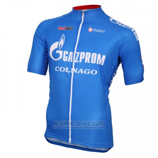 2016 Fahrradbekleidung Gazprom Rusvelo Colnago Blau und Wei Trikot Kurzarm und Tragerhose - zum Schließen ins Bild klicken